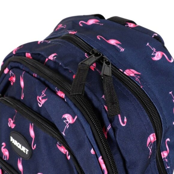 Flamingo - Navy & Pink Backpack - Multi-Compartment - Lightweight- NWT - Picture 3 of 6